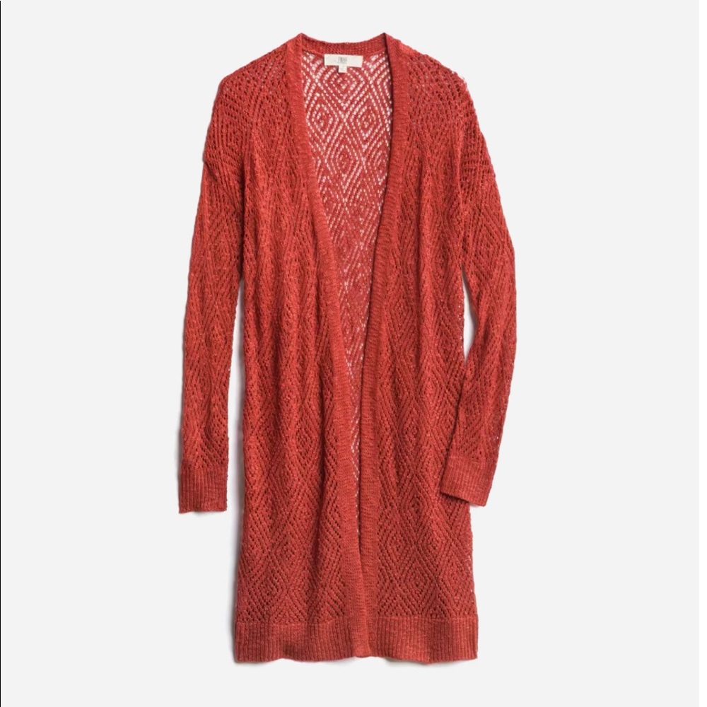 Long lengthy knit cardigan. Burnt orange